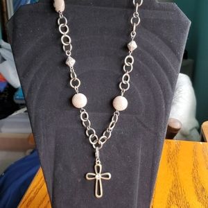 21" Cross Necklace with stones